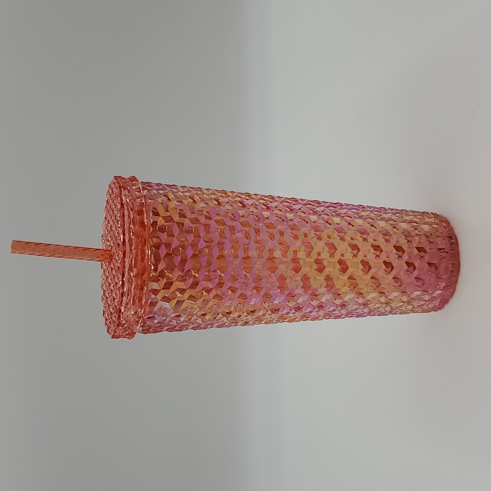 Peachy Pink Rainbow Oil Starbucks inspired Tumbler